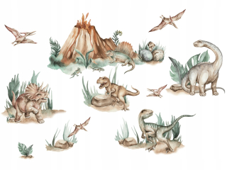 Detské samolepky na stenu - DINOSAURS samolepky na stenu, T-REX Dino set