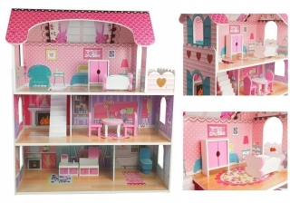 Domček pre bábiky Drevené Villa Milena Pink