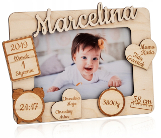 Rámik na fotografiu - Drevený rám. Krst. Narodenie rytca