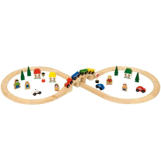 Dráha pre deti, stavebnica - Drevená fronta Osem Bigjigs Rail Kit Železničná