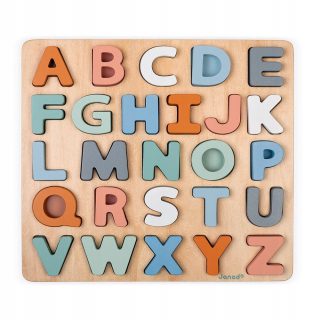 Drevené 3D abeceda puzzle s tabuľkou JanOc