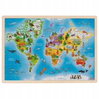 Drevená Puzzle Mapa sveta 192 Elements! Goki