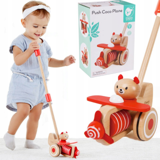 Detska chodúľka, chodítko - Drevený pacheczer lietadlo medveď Coco Classic World
