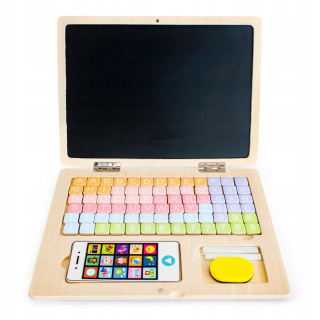 Drevená laptop. Educational magnetická tabuľa EC