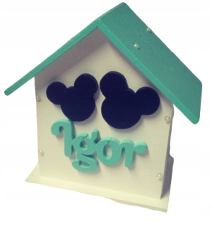 Pokladnička pre deti - Veľký Piggy Bank Cottage s názvom Turquoise Peak