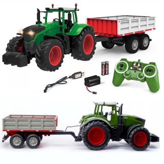 Auto na diaľkové ovládanie - Veľký traktor s prívesom Control nabíjačka Pilot