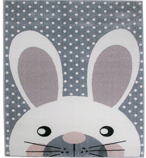 Koberec do detskej izby - Koberec pre Baby Grey Pastel Rabbit 133x190