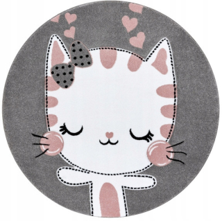 Koberec do detskej izby - Koberec kolo Petit 3D Kitty Kitten Pink Cat 120