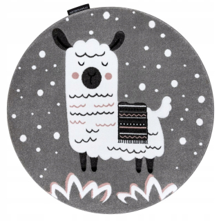 Koberec do detskej izby - Koberec Round Petit 3D LAMA ZOO GRAY RUG 160
