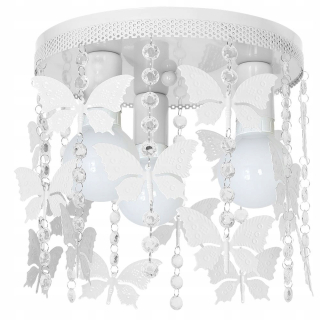 Luster do detskej izby - Detská stropná lampa, biele motýle, kryštály