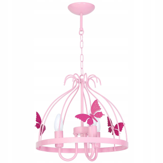 Luster do detskej izby - Detská kovová lampa vyberanie ružovej motýle