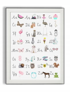 Obraz do detskej izby - Dievčatko abeceda poster vzdelávacie A4