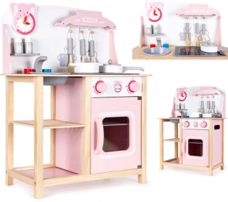 Detská kuchynka - Ecotoys drevená kuchynská linka pre deti so zvukmi