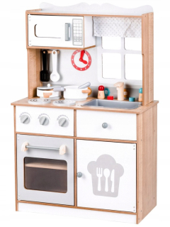 Detská kuchynka - Ecotoys drevená škandinávska kuchyne + príslušenstvo