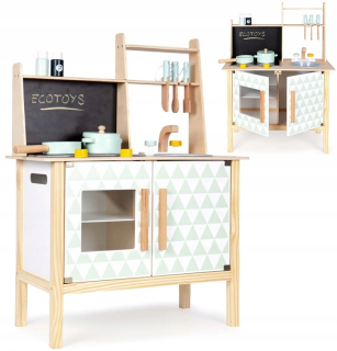 Detská kuchynka - Ecotoys drevená kuchynská linka s detským palube
