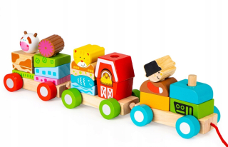 Drevená dráha pre deti - ŽELEZNIČNÉ VLAKOVÉ BLOKY ECOTOYS