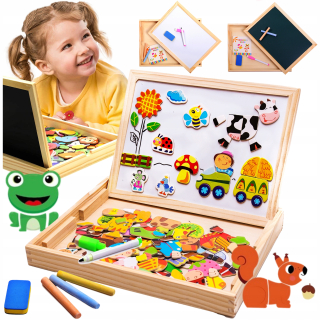 NÁUČNÁ VEĽKÁ MAGNETICKÁ TABUĽA, kreatívne Montessori puzzle, 158 ks.