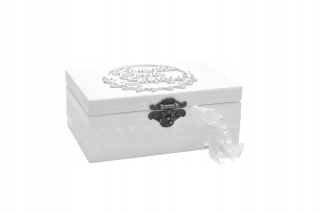 Úložný box - Eco biela Darček Casket pre krst + názov