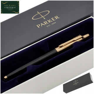 ELEGANTNÝ ZLATÝ PARKER BALLPOINT ČIERNA 24 KARÁT + DARČEKOVÝ CERTIFIKÁT