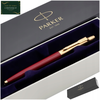 ELEGANTNÝ ZLATÝ PARKER ČERVENÝ GUĽOVÝ BOD 24 KARÁT + DARČEKOVÝ CERTIFIKÁT