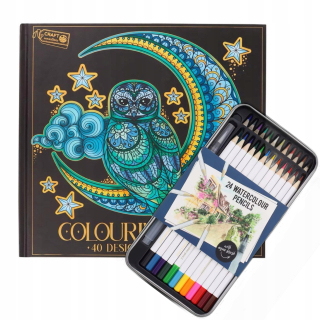 Exkluzívna antistresová omaľovánka Craft Sensations pre dospelých + DLP akvarelové pastelky 24 ks.