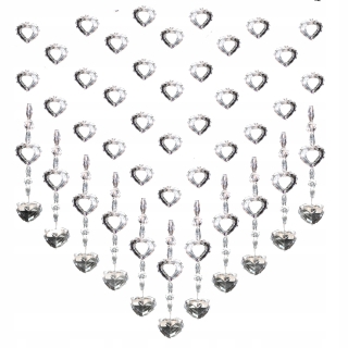 Záclony do detskej izby - Firana Heart s cestovinami korálkami 100 cm