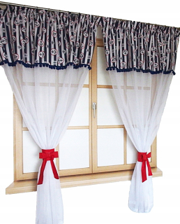 Záclony do detskej izby - Detské kohútik voile bavlna pomponem 2x155x160