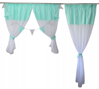 Záclony do detskej izby - Detská záclona set okno balkón mäta pieporná