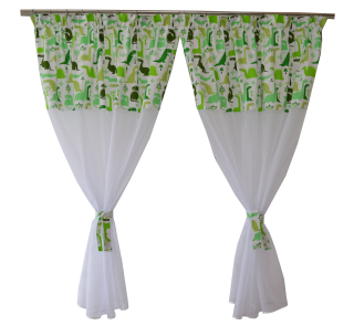 Záclony do detskej izby - Záclony Carpet Detské Dinosaury Green Cotton