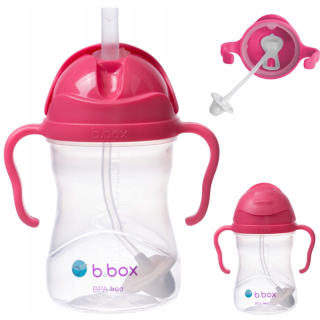 B.Box BB00502 fľaša so slamkou, 240 ml, malina