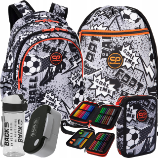 CoolPack viackomorový školský batoh, čierny, Odtiene sivej a striebornej, 21 l