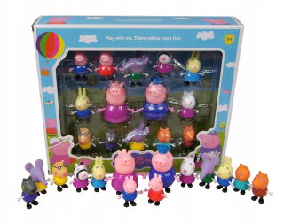 Rozprávková postavička - Peppa prasa postavy set 14 ks Pepa rodinu