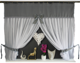 Záclony do detskej izby - FIRAKA Blake GREY PUPPON Kokarda 200/150