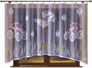 Záclony do detskej izby - Maľované záclonové traktory - 300 x 140 cm (pripravené)