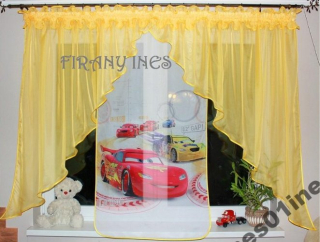 Záclony do detskej izby - Detská záclona model A 3D CAR ŽLTÁ VÝROBCU