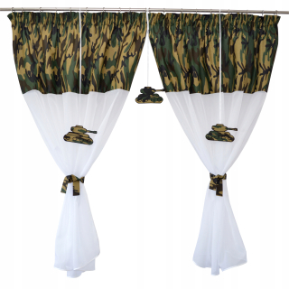 Záclony do detskej izby - Detská záclona Militaria nádrž Moro 300x160