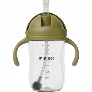 Fľaša - nevylievateľná so slamkou, tritan, 330 ml Moss green / Mininor
