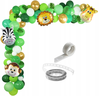 Balóny na párty - Garland bublinu balónov safari zvieratá + pásky
