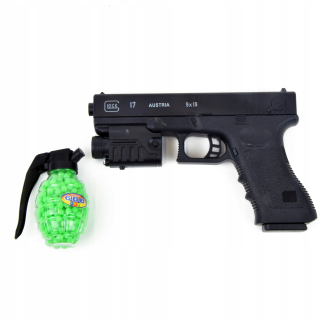 Detská zbraň - GLOCK 17 Policajná pištoľ 500 loptičiek zadarmo Laser