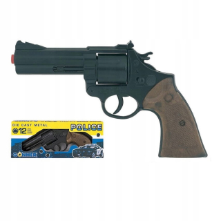 Pištoľ pre deti - Gonher Police Gun Metal 12 nábojmi Hood