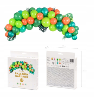 Balóny na párty - Balloon Garland - Dino, 200 cm: 1P./60szt.