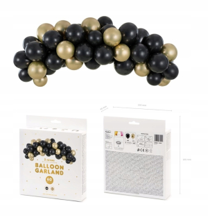 Balóny na párty - Balloon Garland - čiernej a zlatej, 200 cm: 1op./60sz