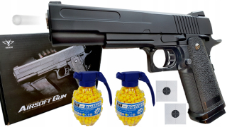 Pištoľ pre deti - KOVOVÁ PISTOLA Glock 17 6mm +2 GRANÁTY