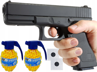 Pištoľ pre deti - Glock gule v METAL GUN RIFLE + granátové jablko