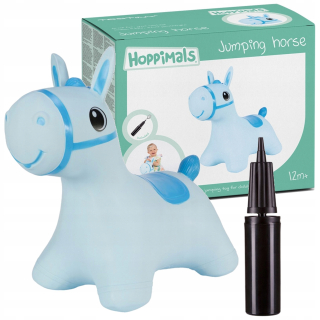 Hopsadlo, skákadlo - Rubber Jumper Hoppimals Konik Modrá + Pump