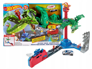 Autíčka zostava - Hot Wheels Dragon útok Kit + Auto GJL13