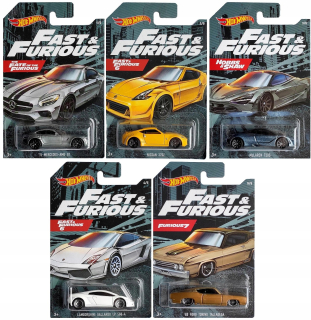 Autíčka zostava - Hot Wheels Fast Furious Set 5 Rýchlo a zbesilo