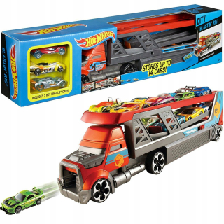 Autíčka zostava - Hot Wheels Lawet Launcher Transporter + 3 autá