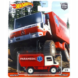 Hot Wheels Premium Car Culture Ambulance '88 Mercedes Unimog U1300 1/5