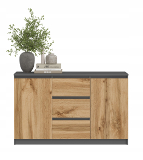 SaraMeble SARA komoda 120 x 40 x 97 cm antracit, matný dub wenge